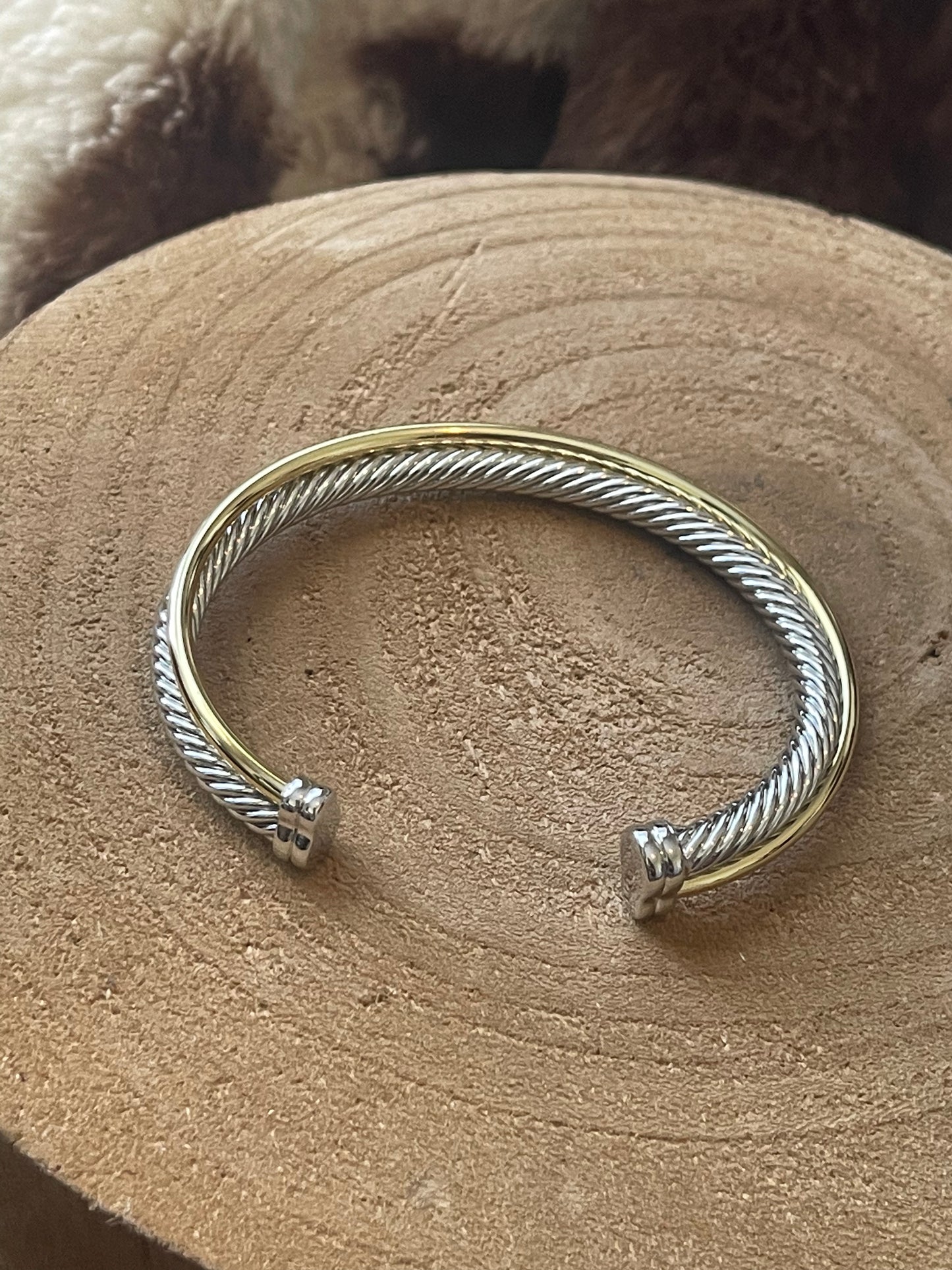 Two Tone Cable Cross Cuff