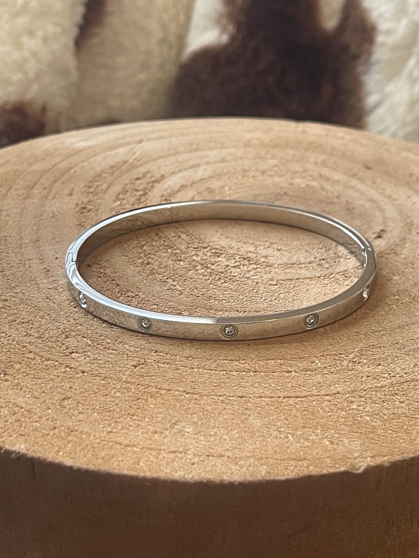 Thin Bangle w/ Sparkle Studs