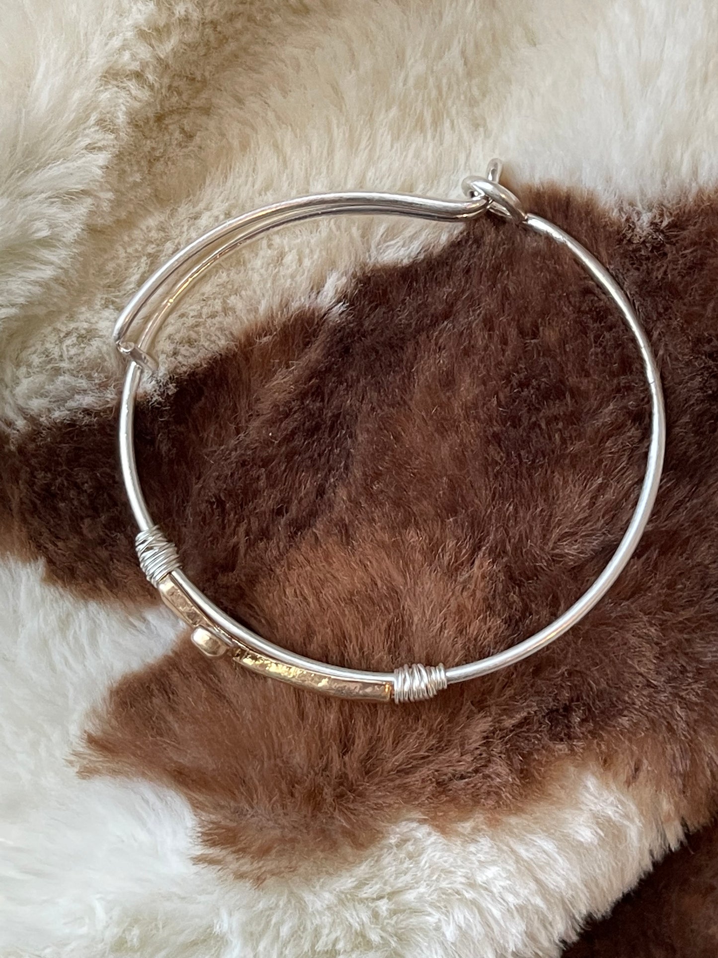 Two Tone Metal Cross Bracelet