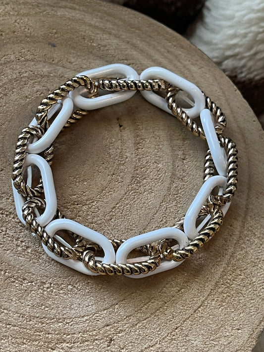 Gold & White Cable Bracelet