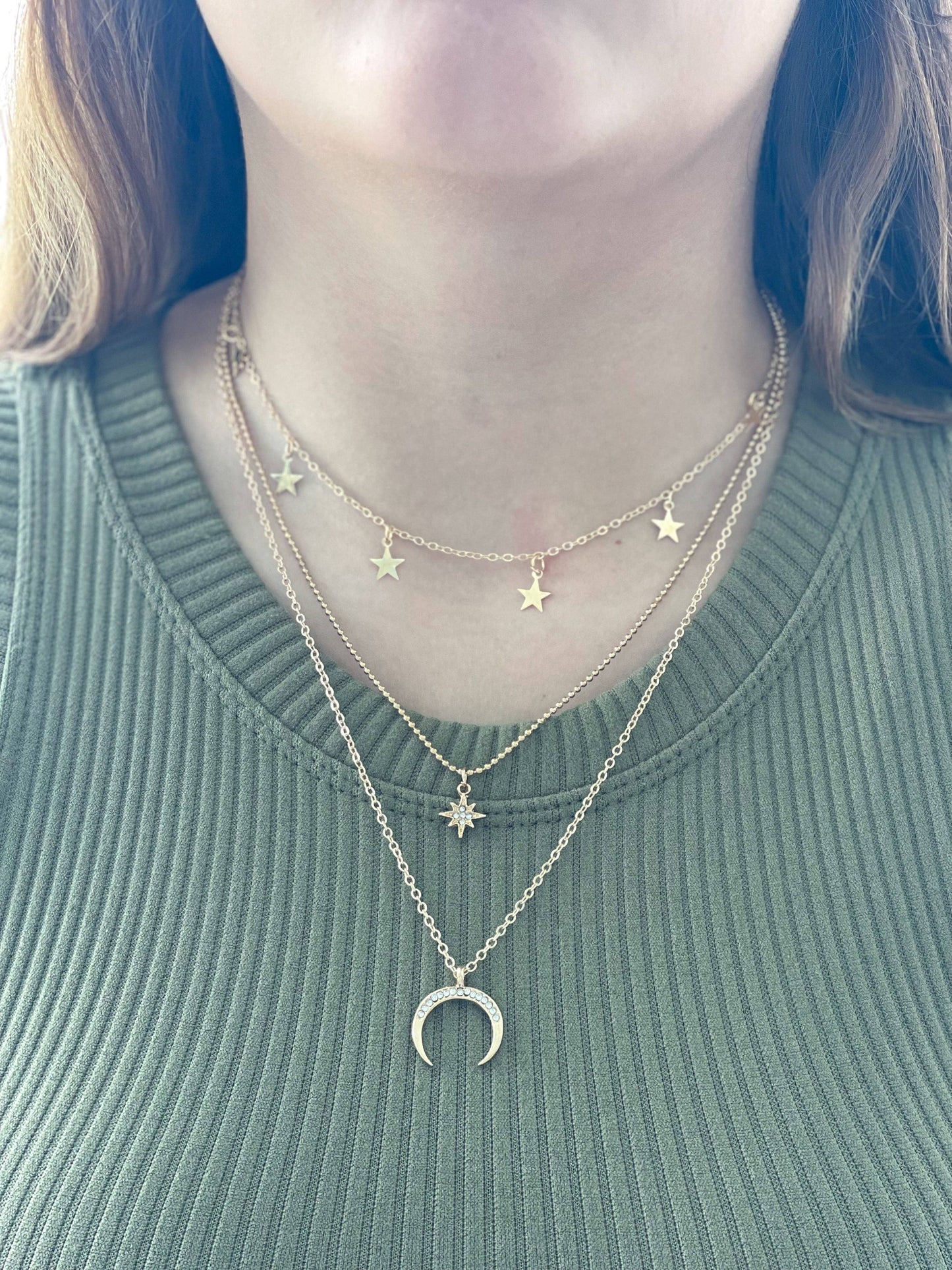 "Moon and Star Gazing" Layered Necklace