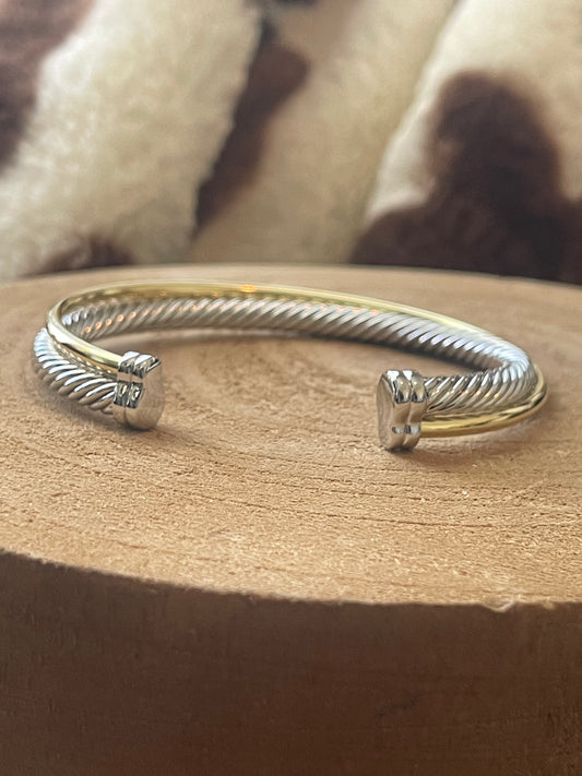 Two Tone Cable Cross Cuff