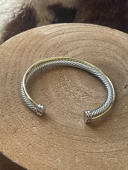Two Tone Cable Cross Cuff