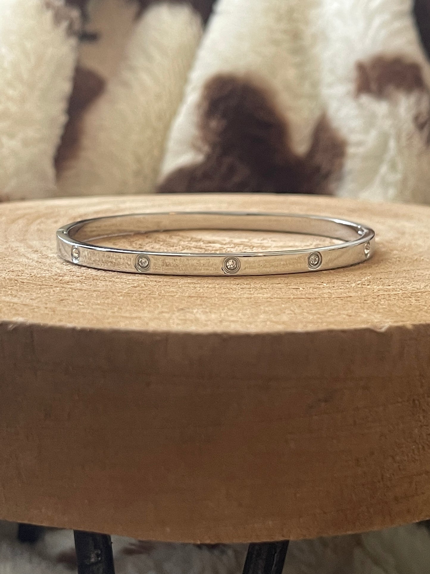 Thin Bangle w/ Sparkle Studs