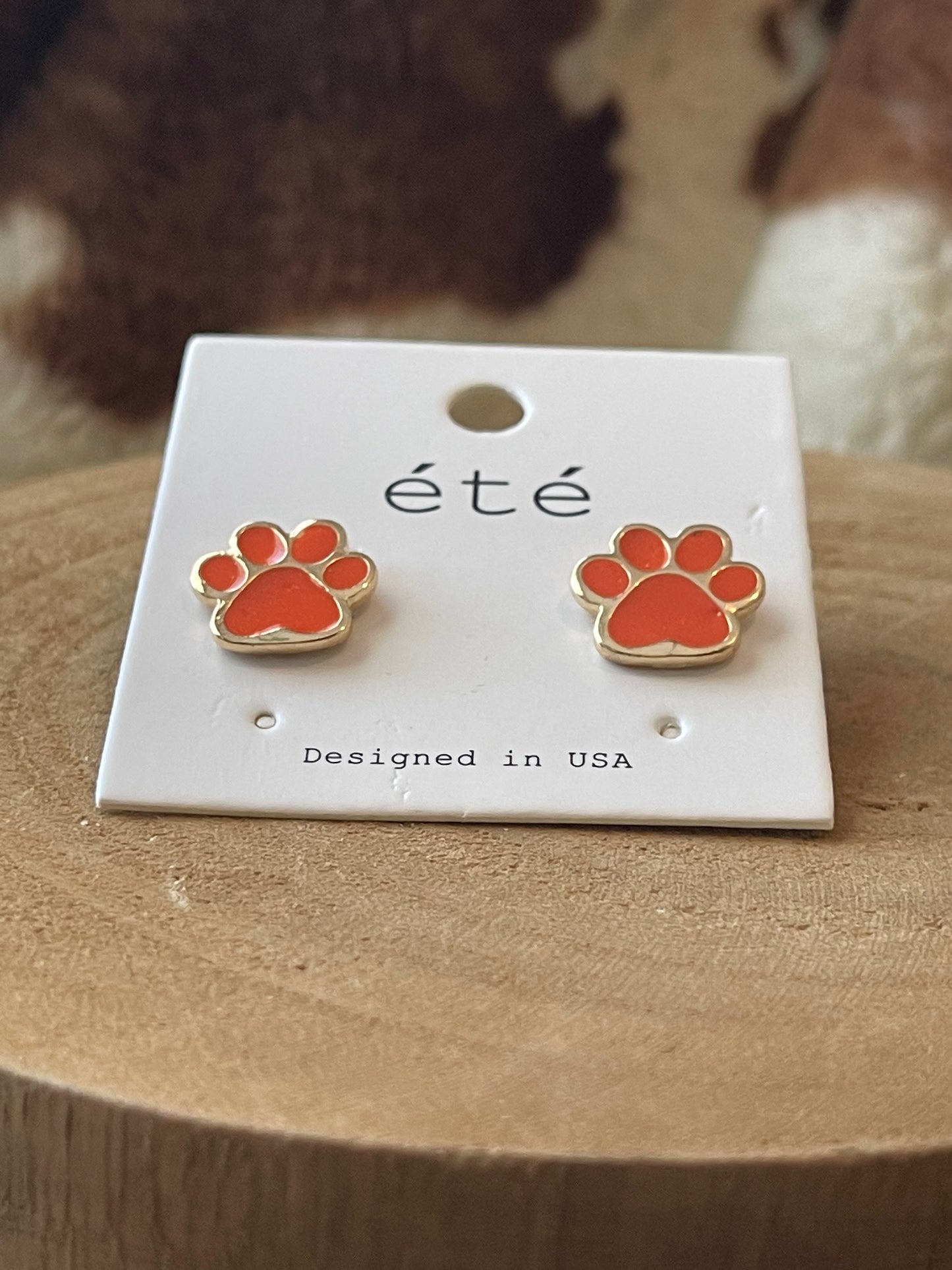 Orange Paw Studs