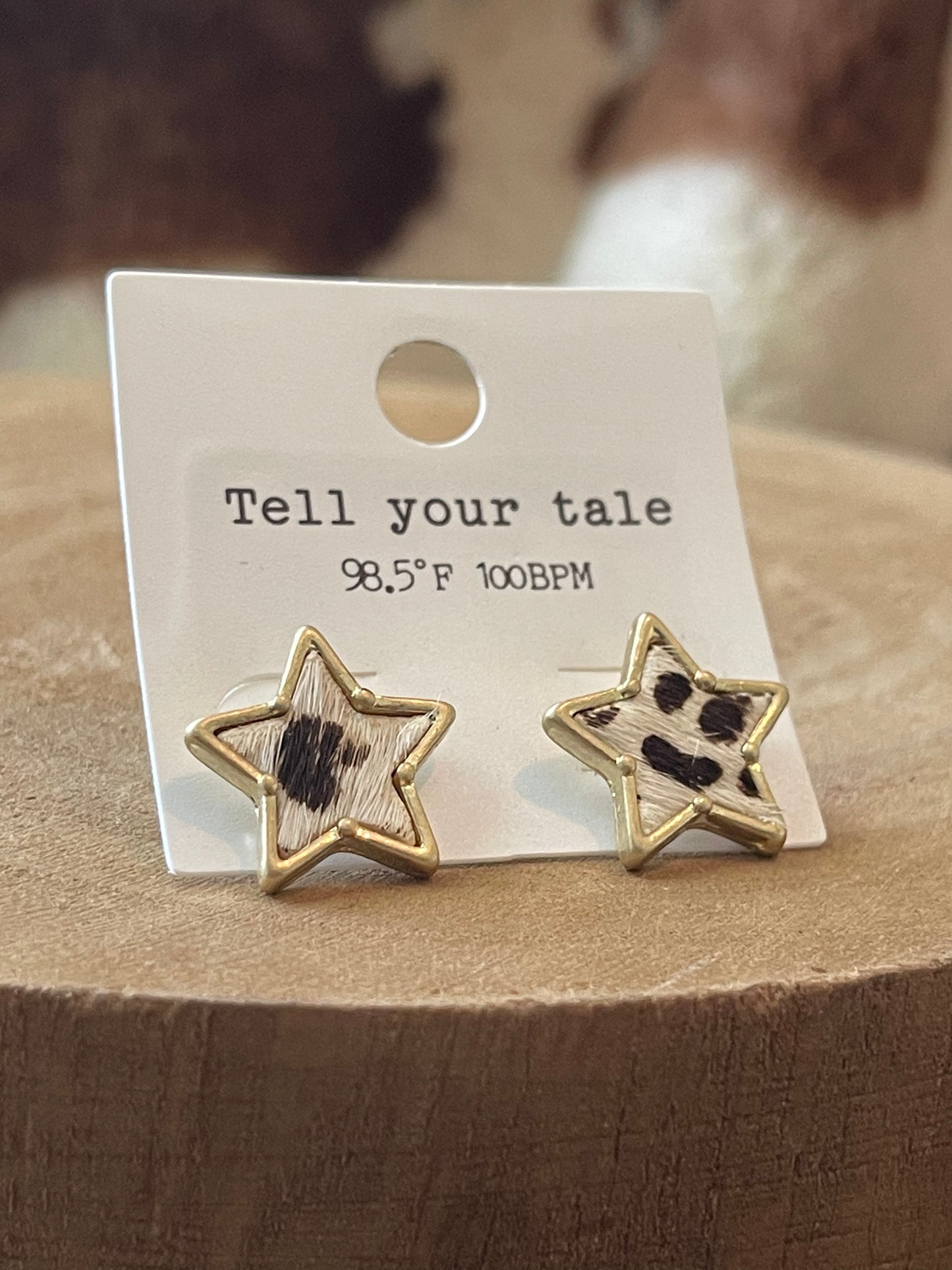 Cow Print Star Studs