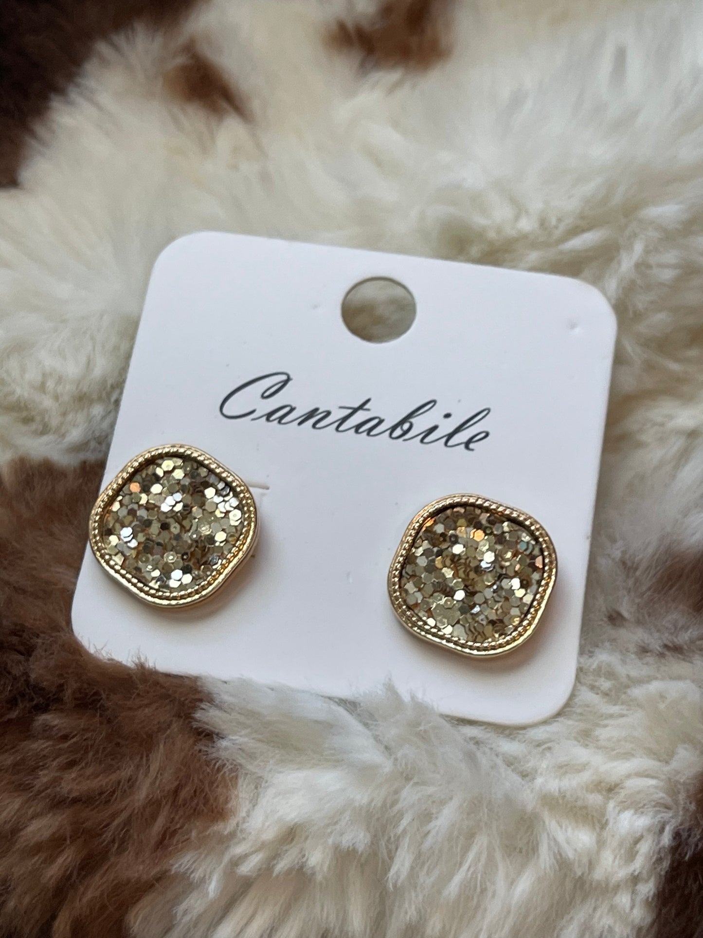Glitter Square Studs