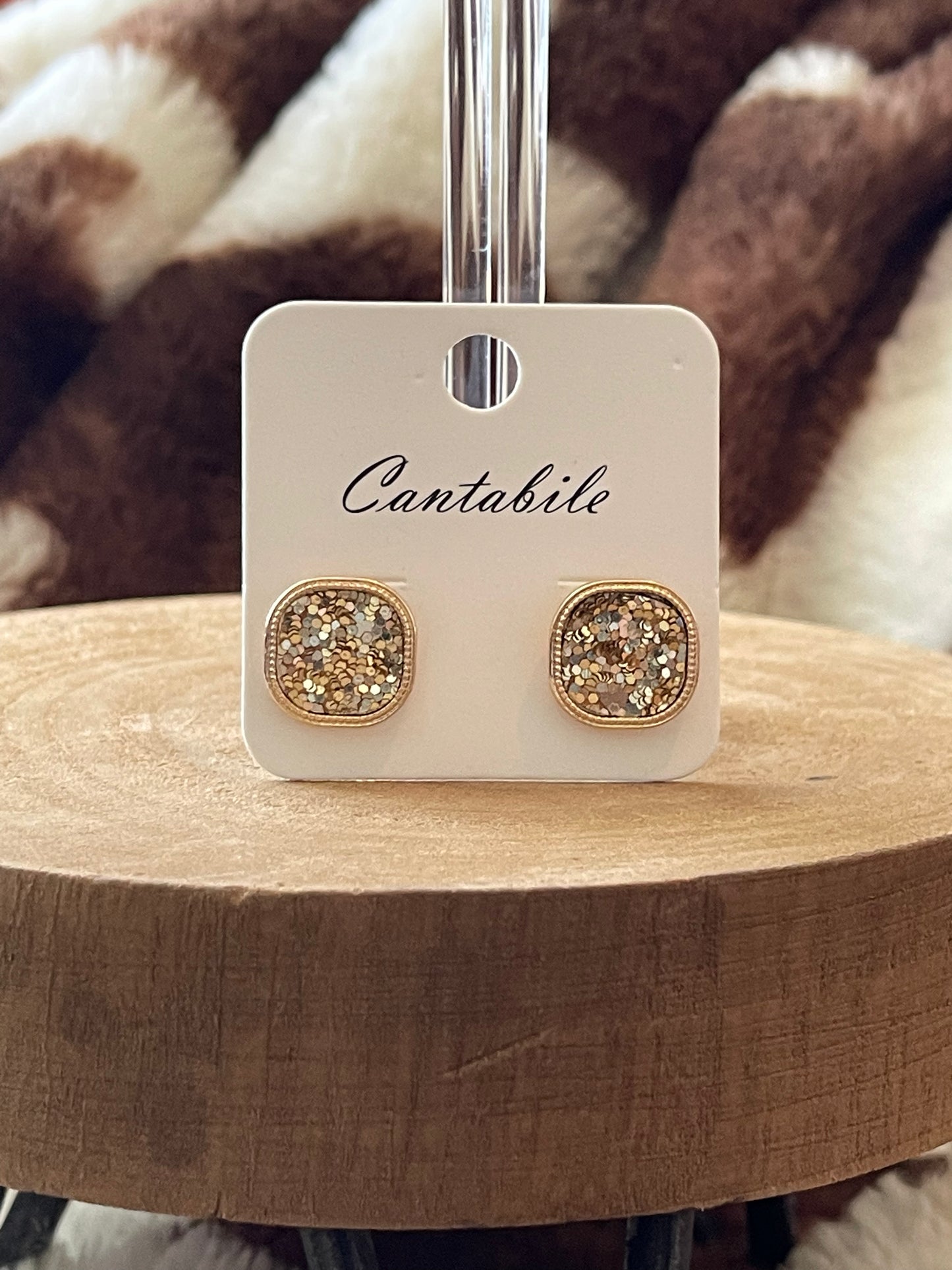 Glitter Square Studs