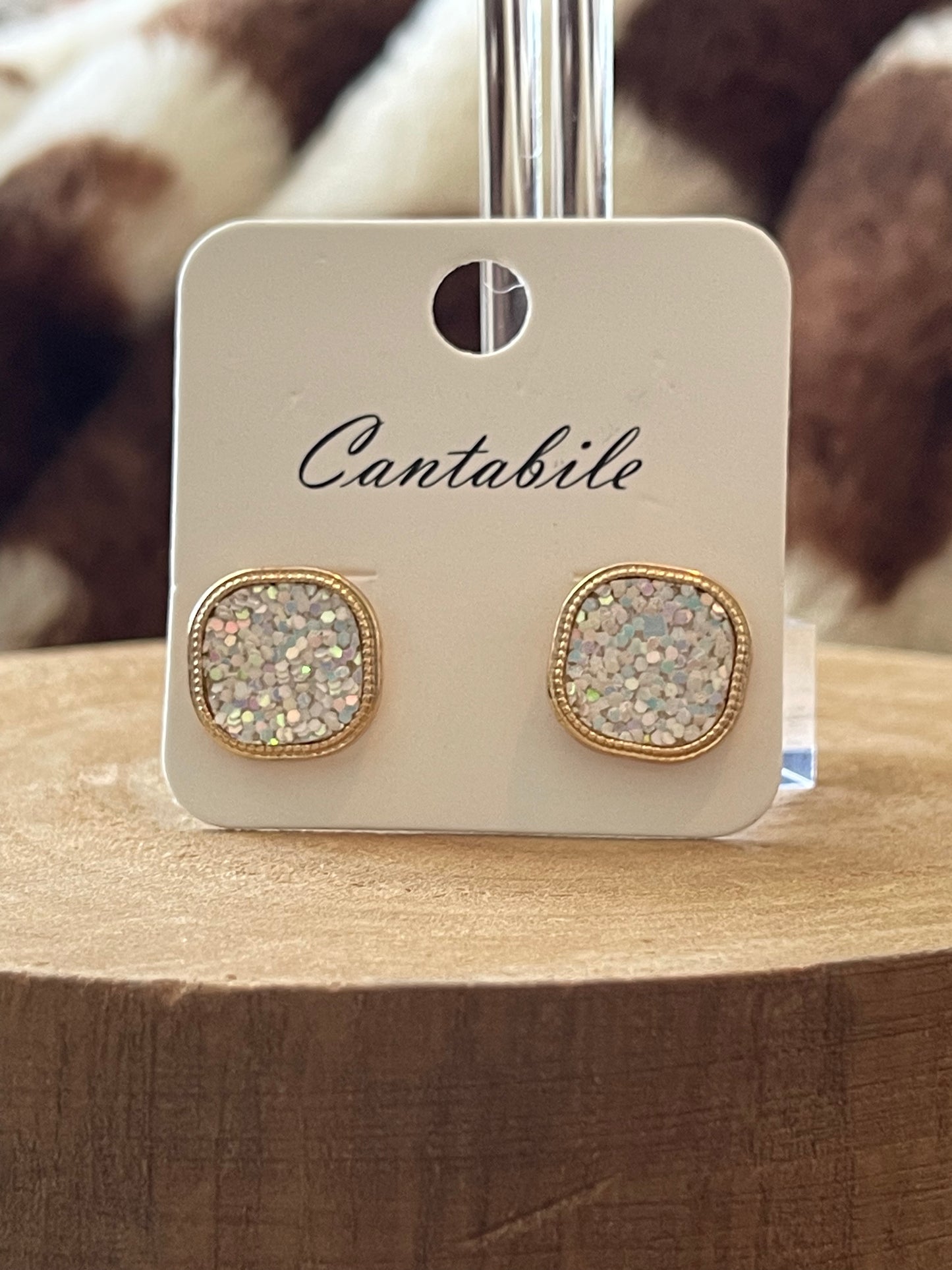 Glitter Square Studs
