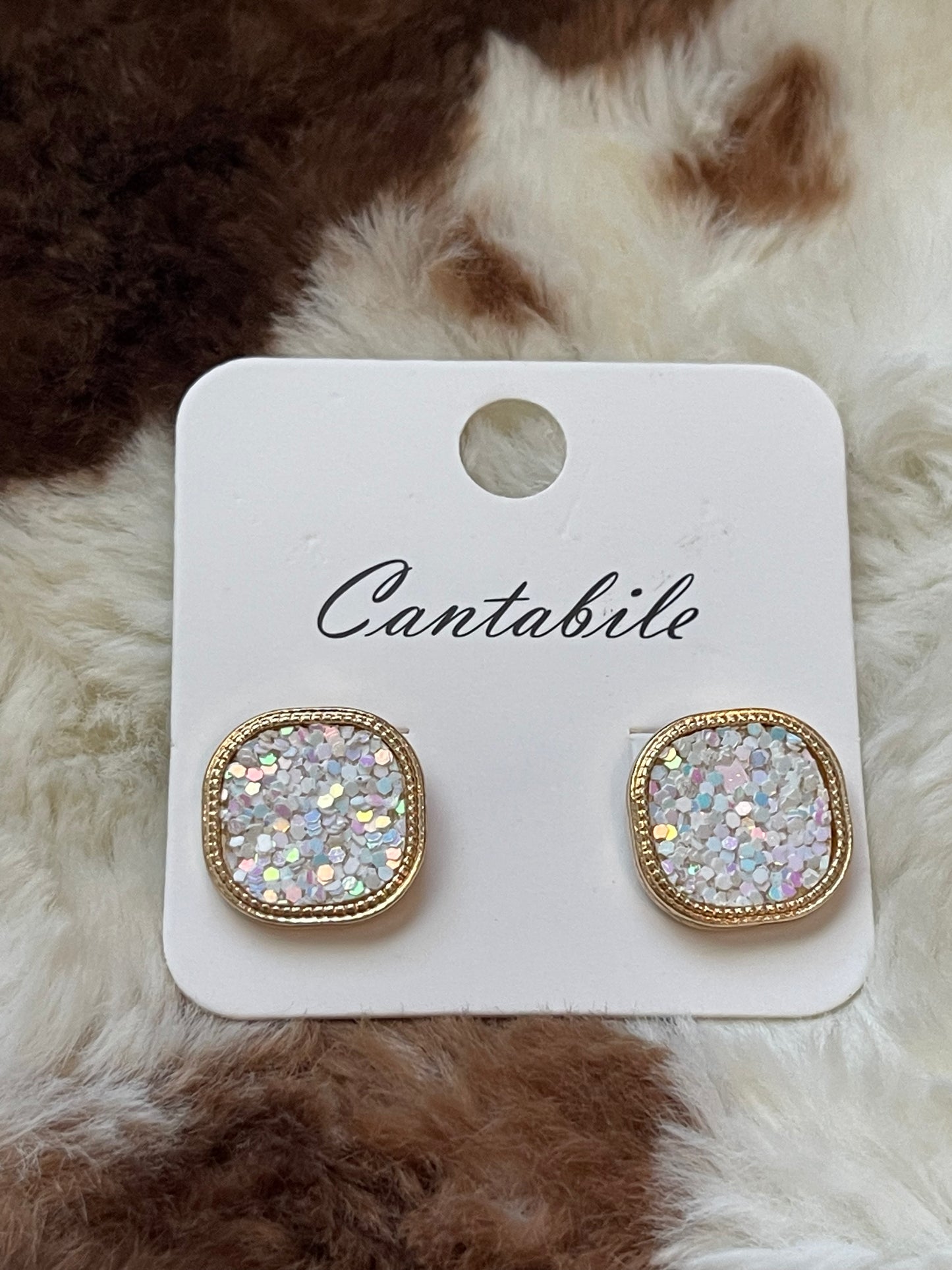 Glitter Square Studs