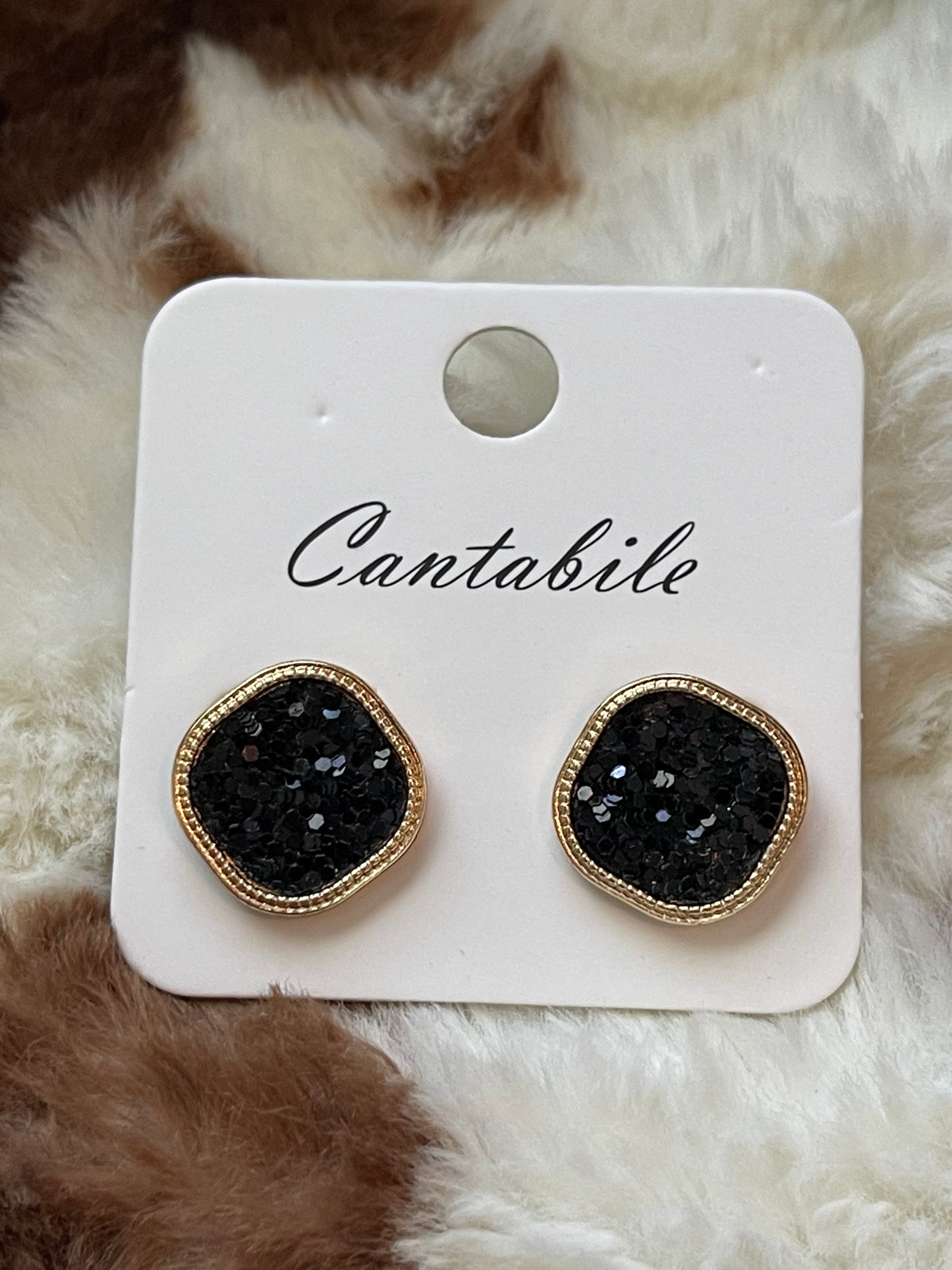 Glitter Square Studs