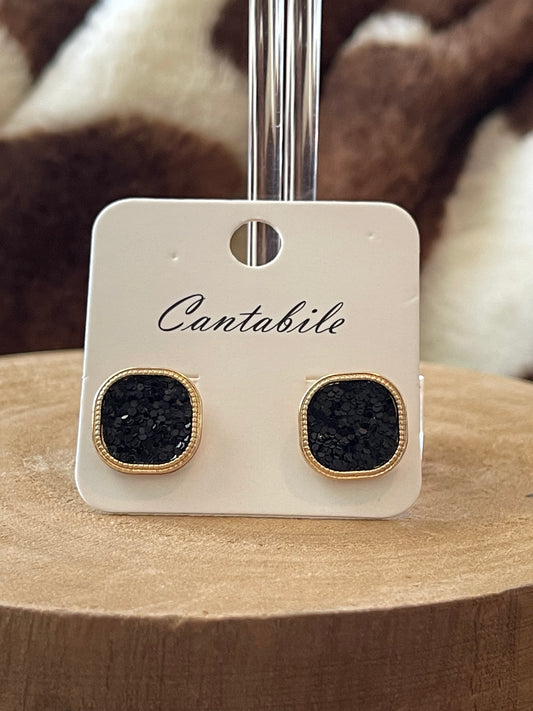 Glitter Square Studs