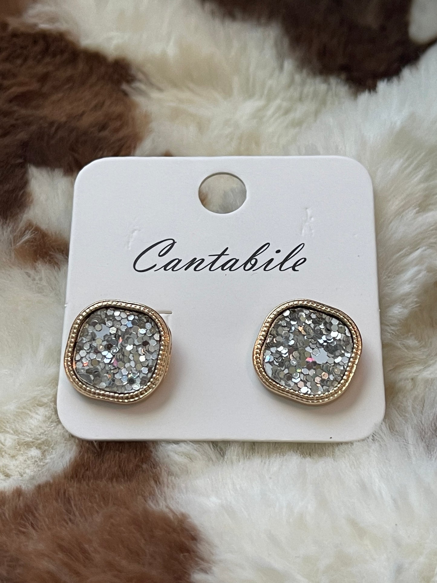 Glitter Square Studs