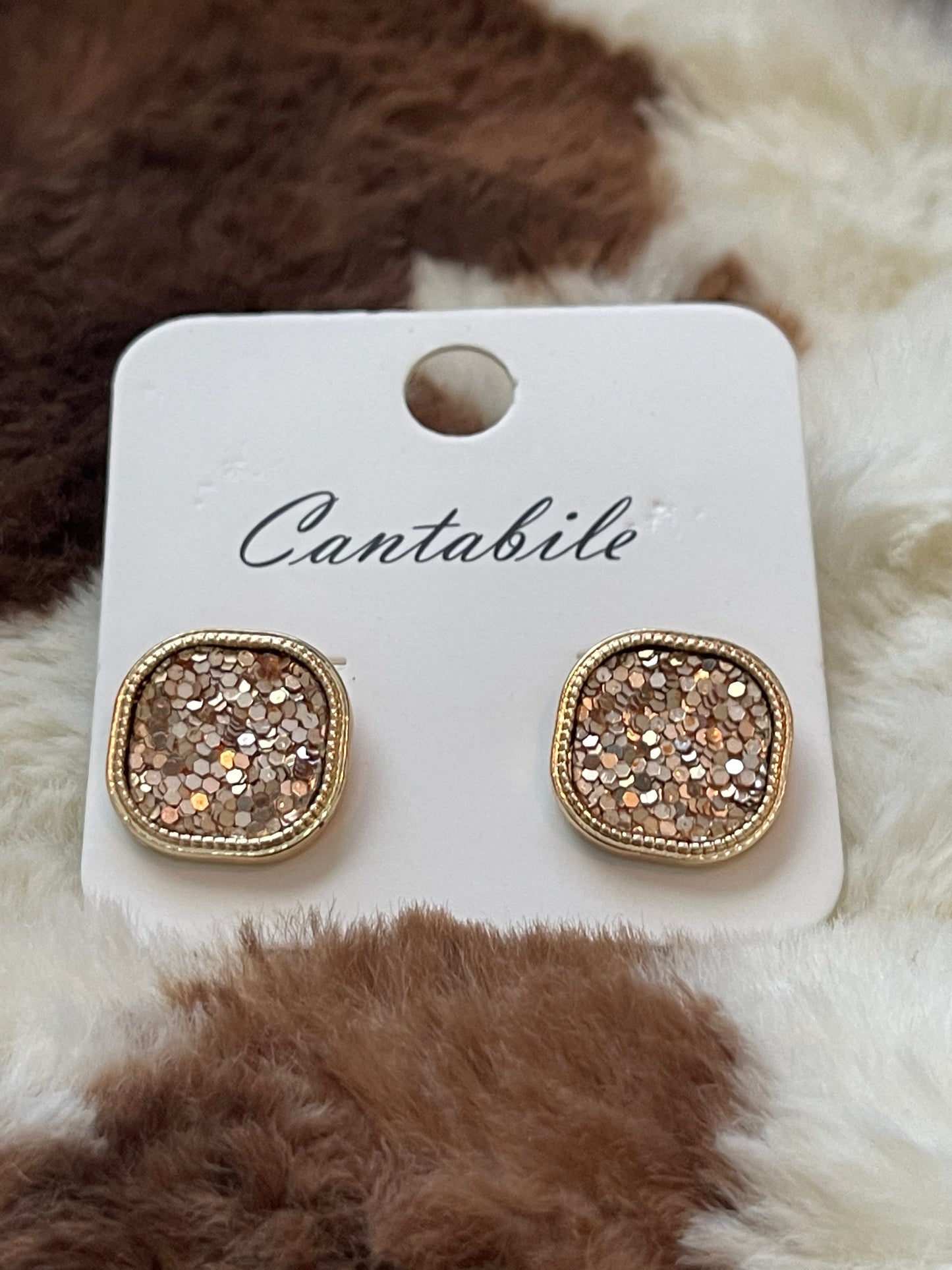 Glitter Square Studs