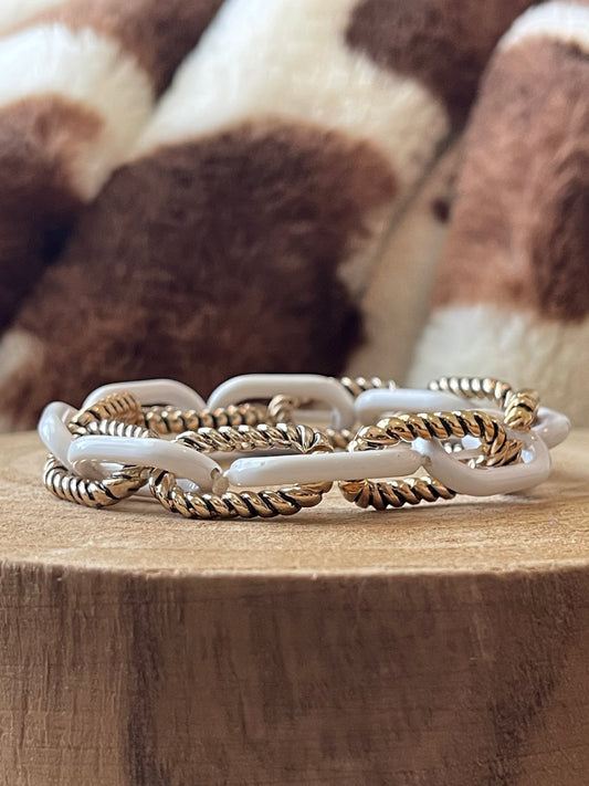 Gold & White Cable Bracelet
