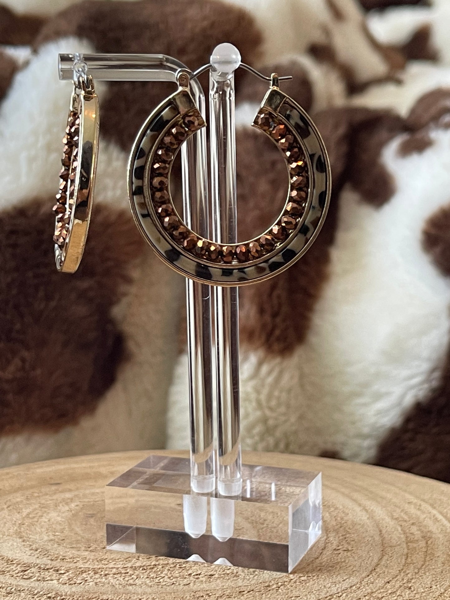 Leopard Crystal Bead Hoops