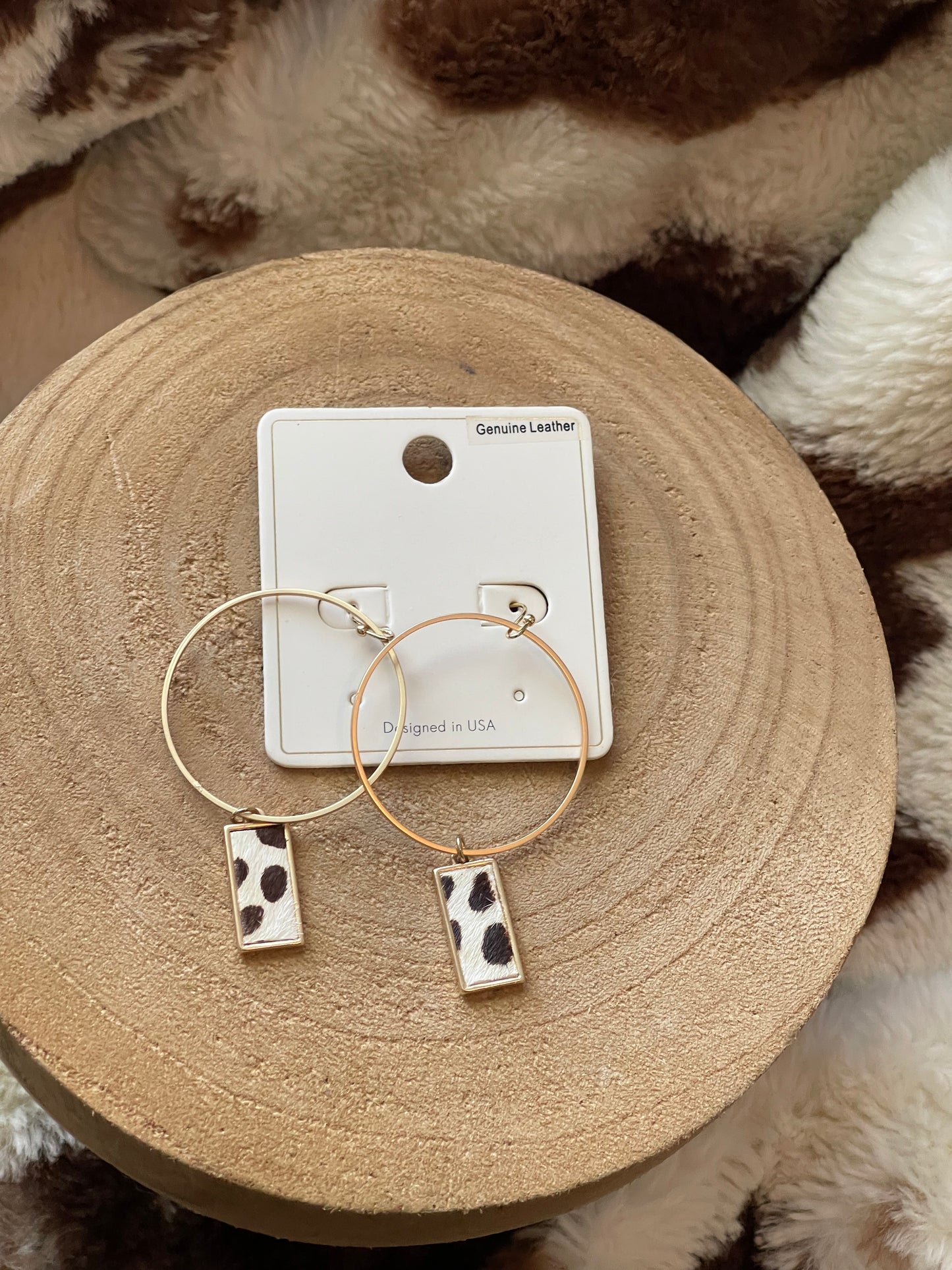 Cheetah Dangle Circle Earrings