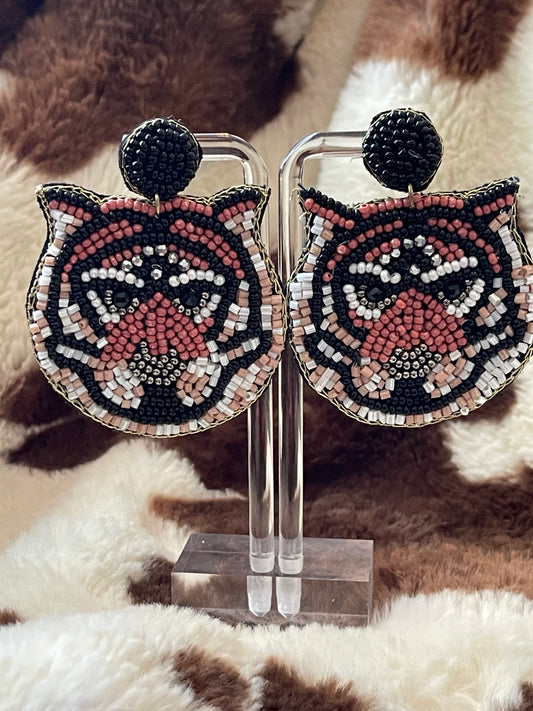 Full Beaded Tiger Earrings