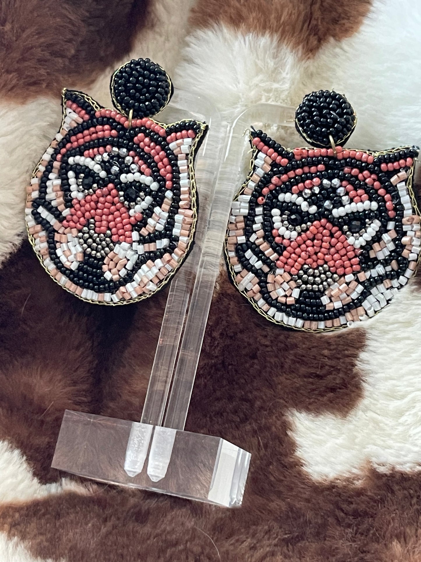 Full Beaded Tiger Earrings