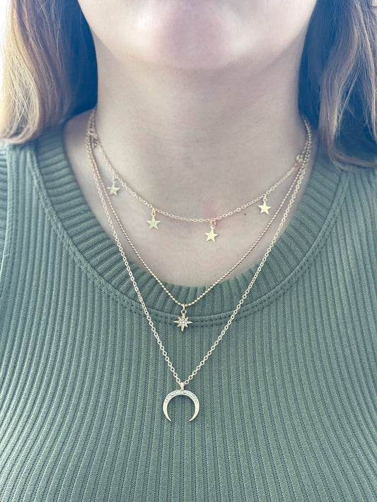 "Moon and Star Gazing" Layered Necklace