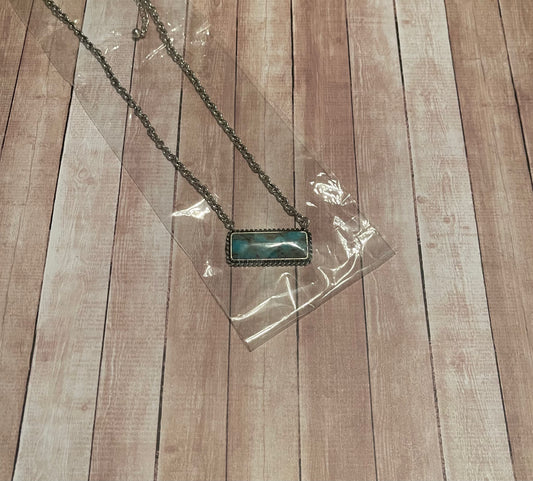 Marbled Turquoise Bar Necklace